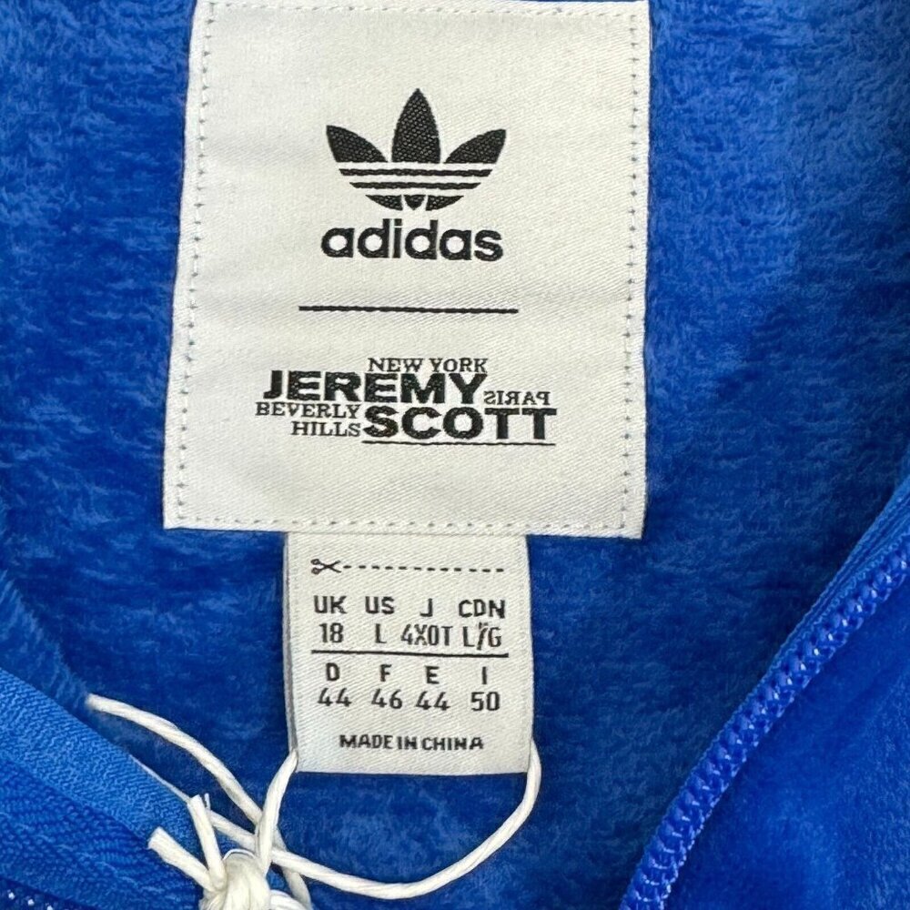 Adidas Originals x Jeremy Scott Women's Track Jacket Cropped Velour Top Blue L - Picture 9 of 15